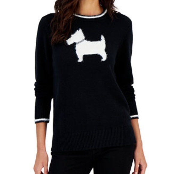 Charter Club Sweaters - Charter Club Black and White Dog Sweater